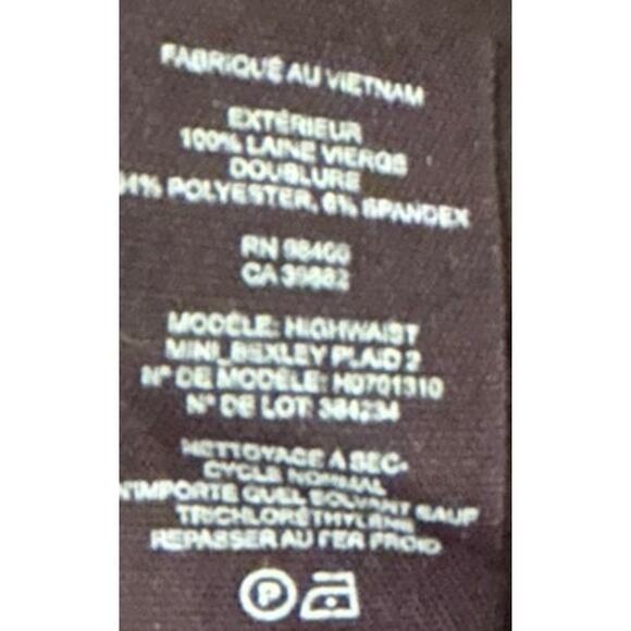 Theory Plaid Mini Skirt High Waist 100% Virgin Wool Back Zip Women's Size 12 - Picture 8 of 8